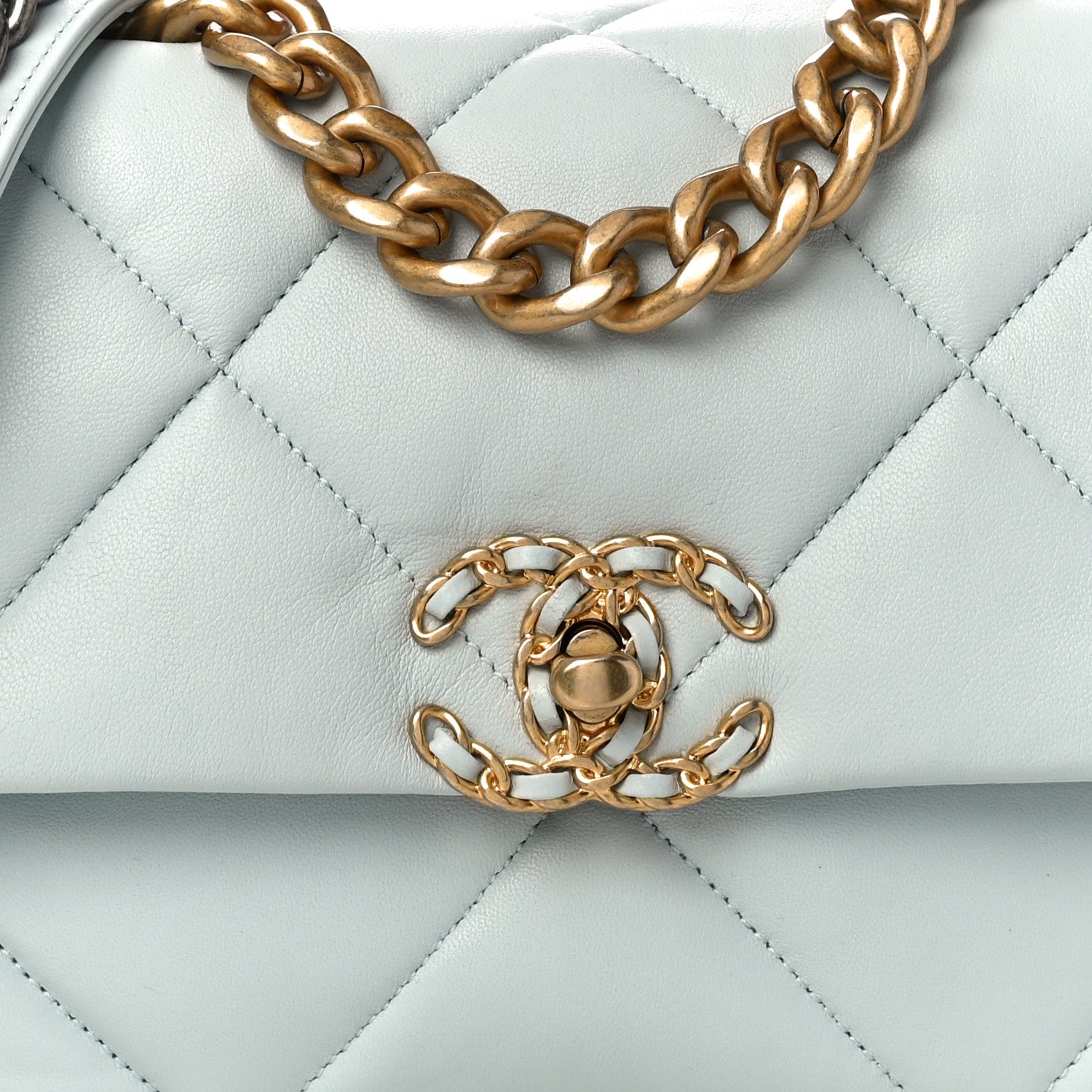 Chanel Lambskin Quilted Medium Chanel 19 Flap Light Blue 8 of 11