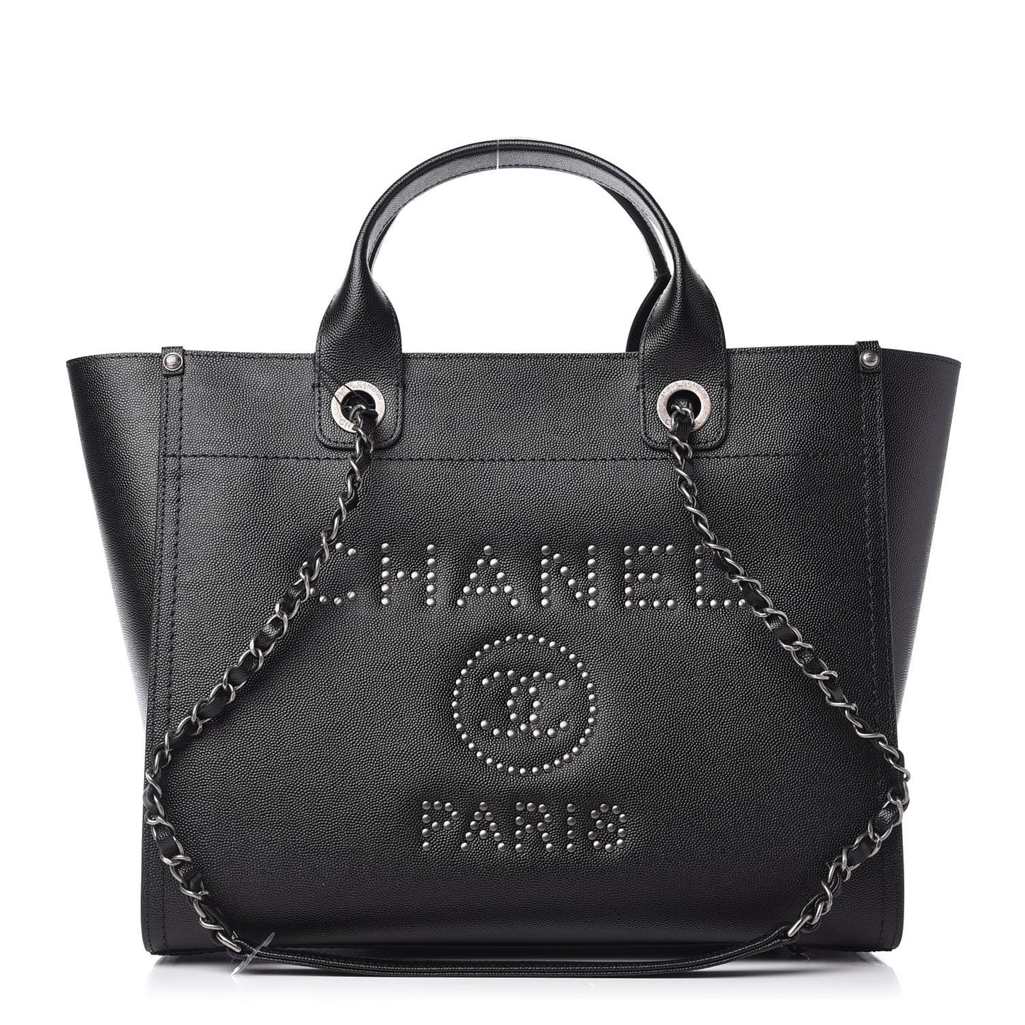 Caviar Small Studded Deauville Tote Black