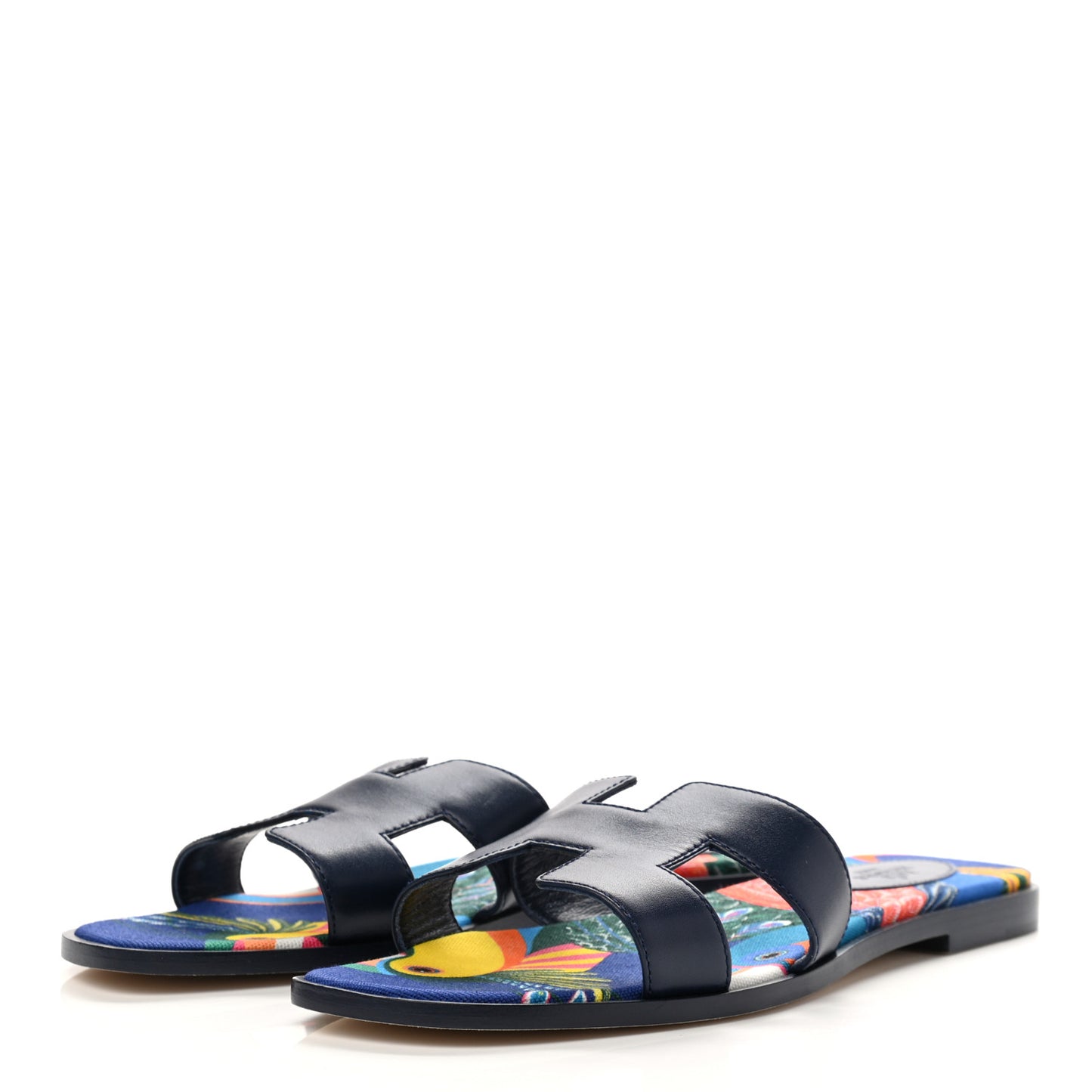 Calfskin Toucans de Paradis Oran Sandals 40 Bleu Indigo