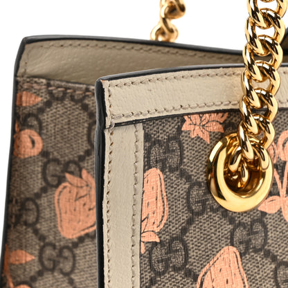 Gucci GG Supreme Monogram Berry Textured Dollar Calfskin Small Padlock Tote Beige Ebony Light Copper Mystic White 16 of 17