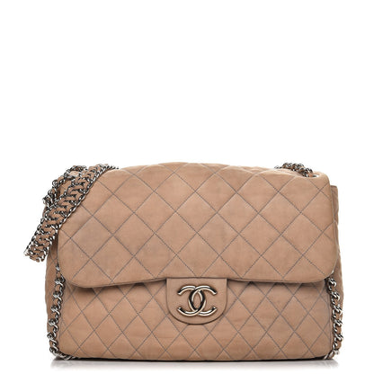 Chanel Nubuck Quilted Chain Around Maxi Flap Grey 1 of 10