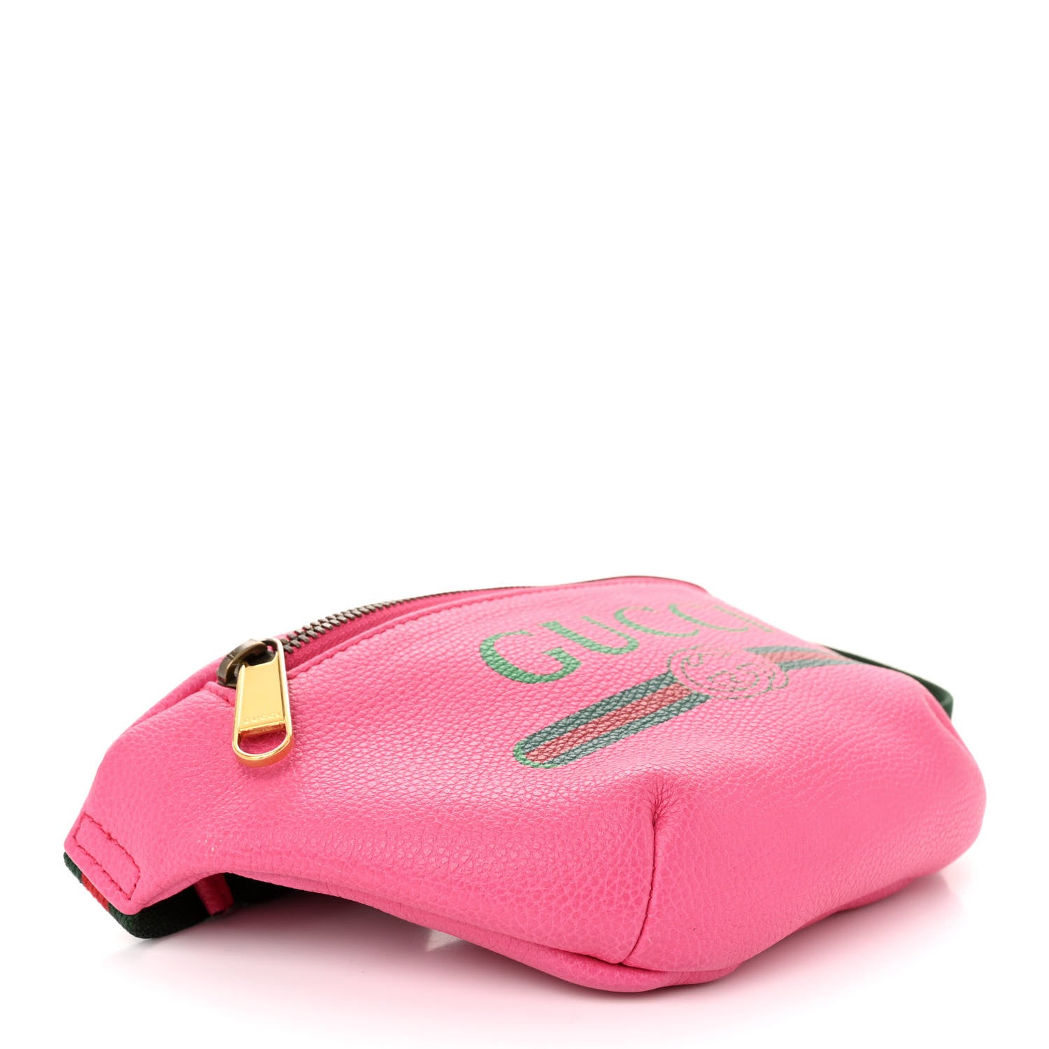 Gucci Grained Calfskin Small Logo Belt Bag Box Pink Green 4 of 11