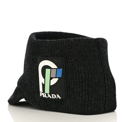 Prada Wool Racing Logo Shaker Visor Cap Anthracite Grey 3 of 6