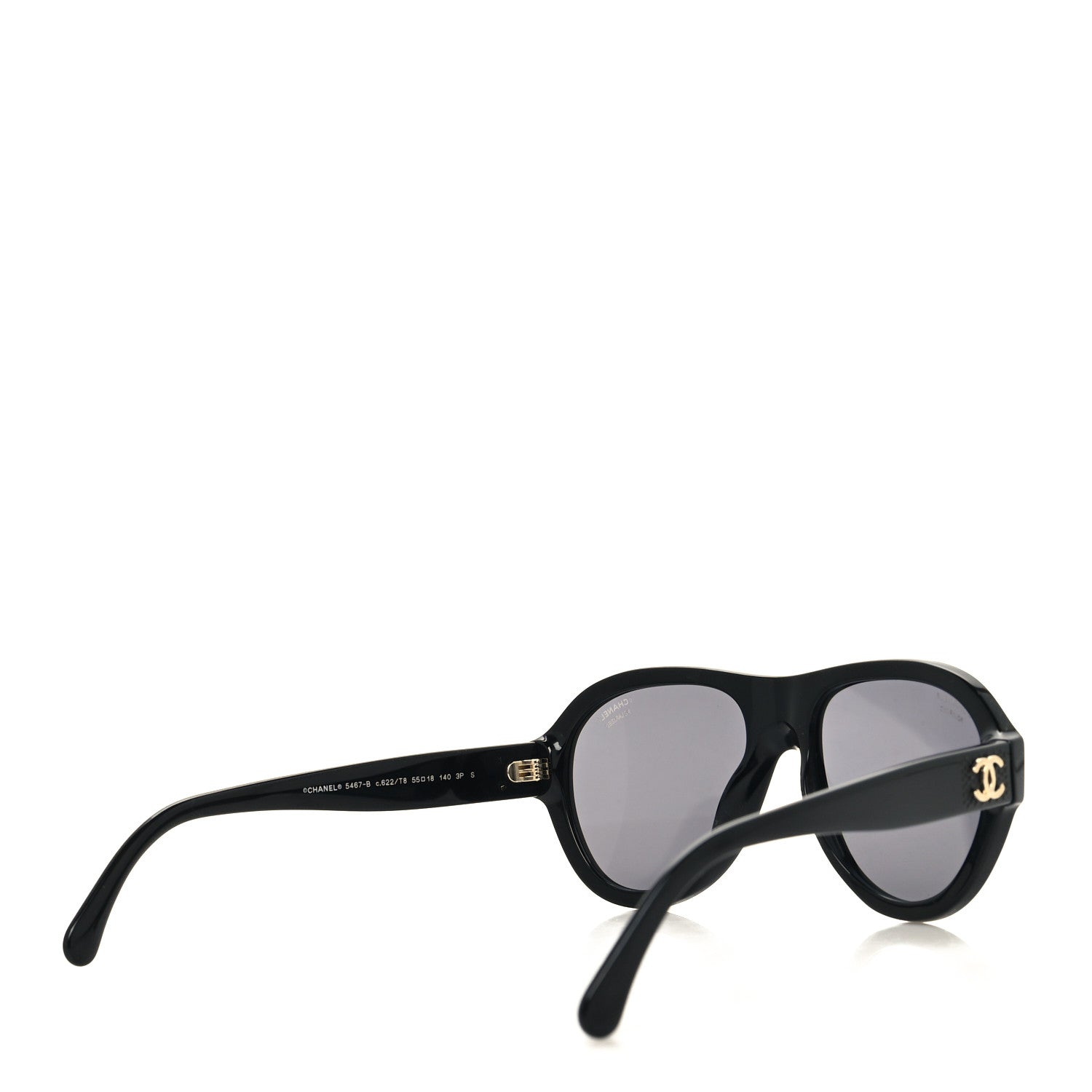 Chanel Acetate Strass Pilot Sunglasses 5467-B Black 5 of 8