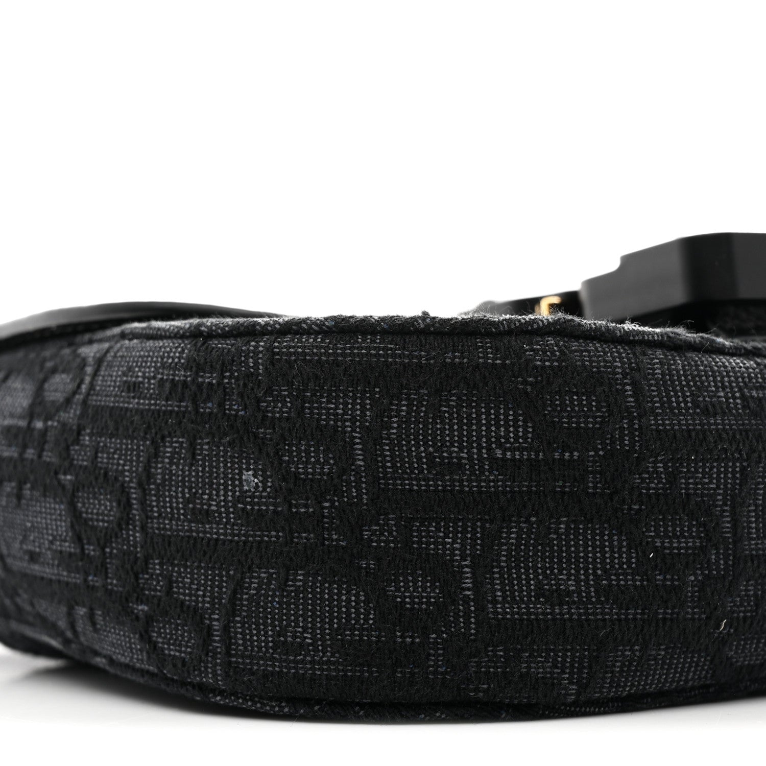 Christian Dior Oblique Jacquard Grained Calfskin Mini Saddle Messenger Bag With Flap Black 9 of 11
