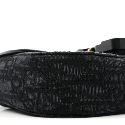 Christian Dior Oblique Jacquard Grained Calfskin Mini Saddle Messenger Bag With Flap Black 9 of 11