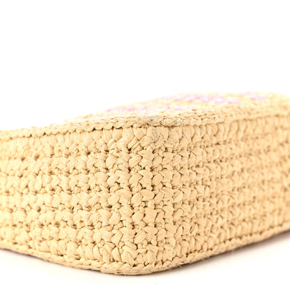 Prada Yarn Raffia Effect Crochet Striped Re-Edition 2005 Shoulder Bag Naturale Petalo 11 of 12