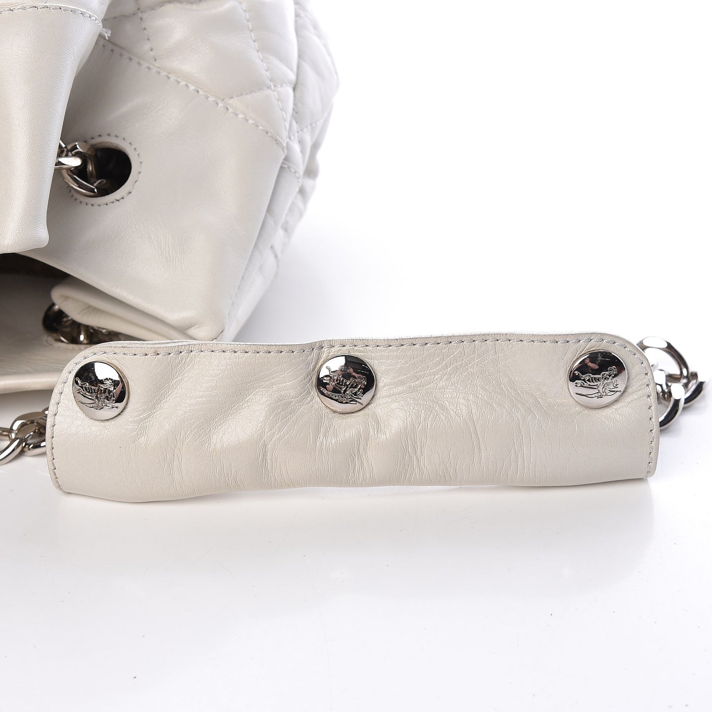 Calfskin Quilted Bucket Shoulder Bag White