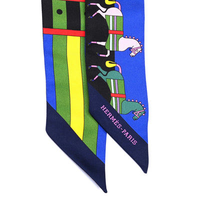 Hermes Silk Rocabar Twilly Bleu Royal Jaune Vert 2 of 4