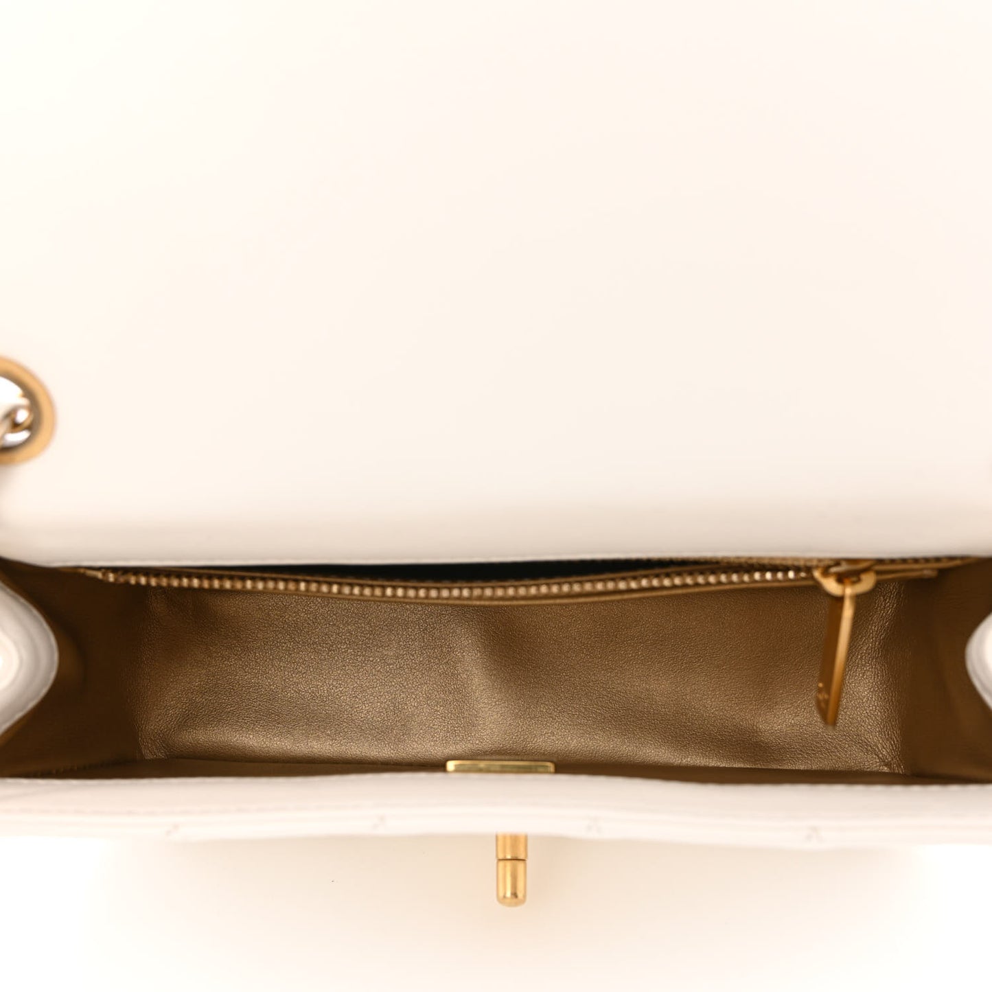 Lambskin Quilted Mini Rectangular Pearl Crush Flap White