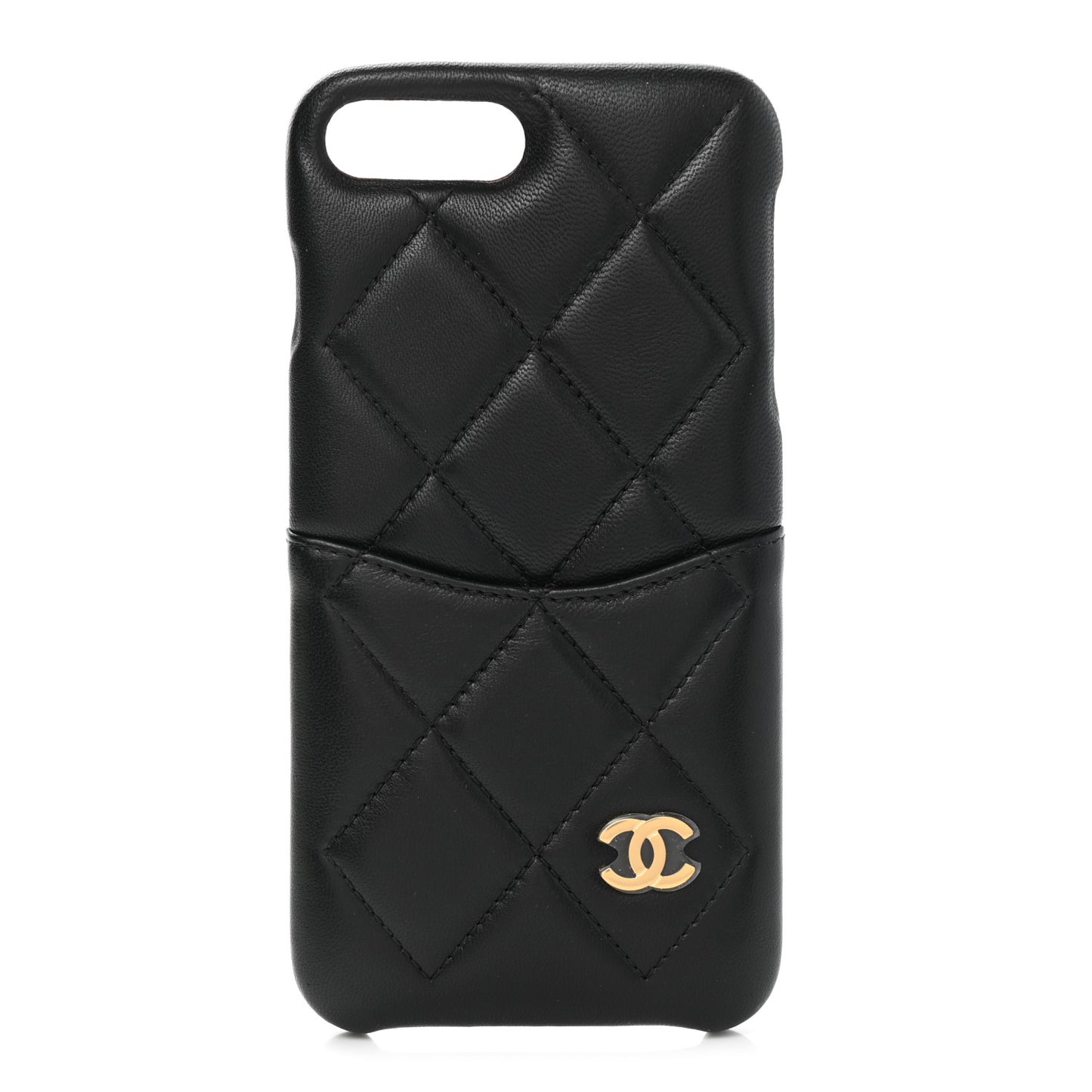 Lambskin Quilted iPhone 7/8 Coco Tech Case Black