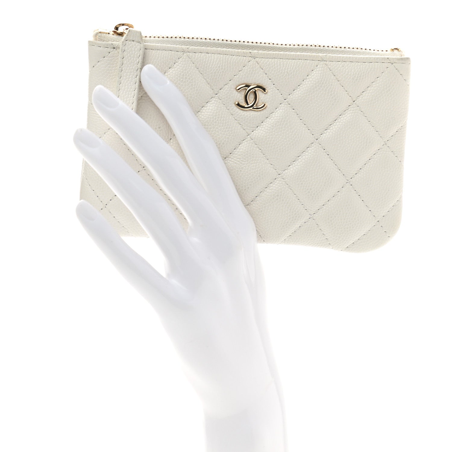 Chanel Caviar Quilted Small Cosmetic Case White 2 of 7