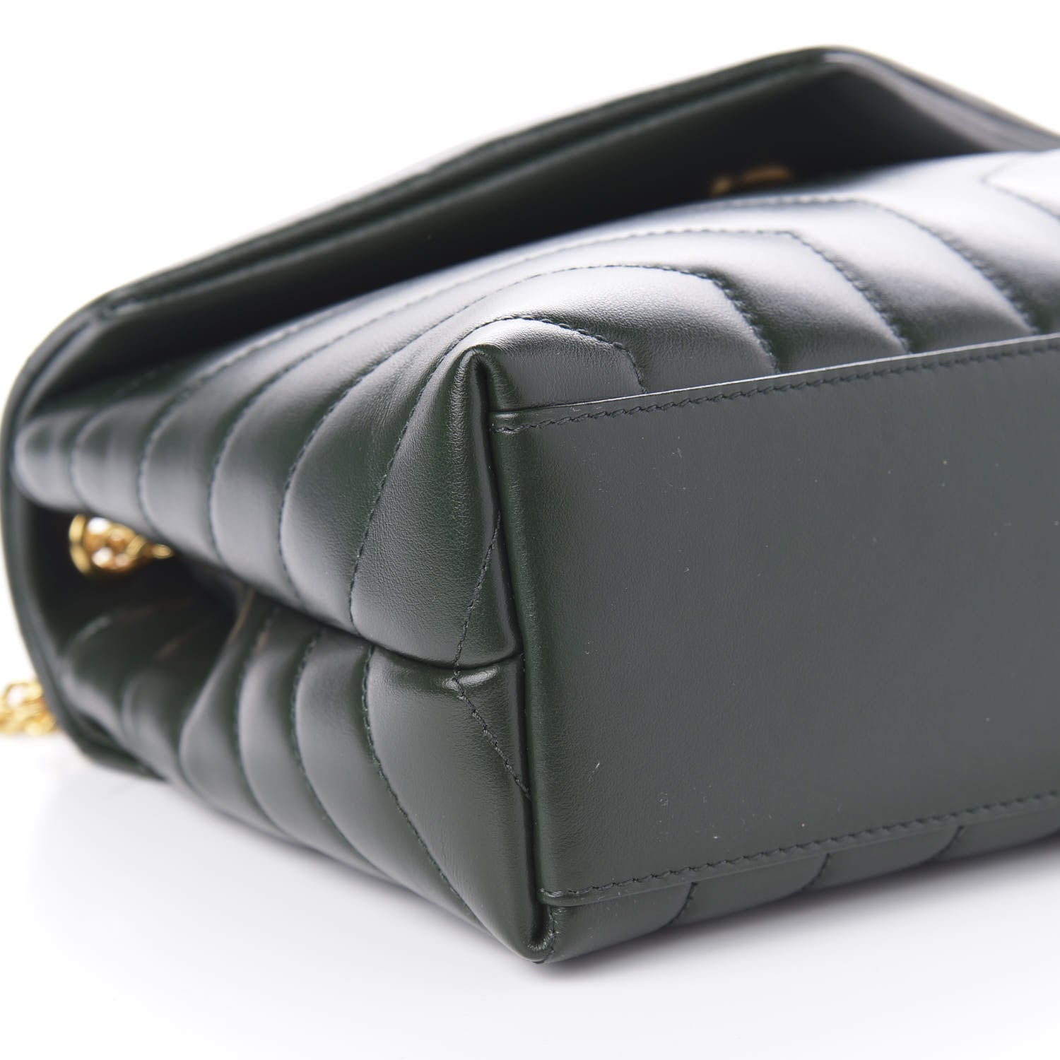 Saint Laurent Calfskin Y Quilted Monogram Small Loulou Chain Satchel Dark Mint 7 of 10