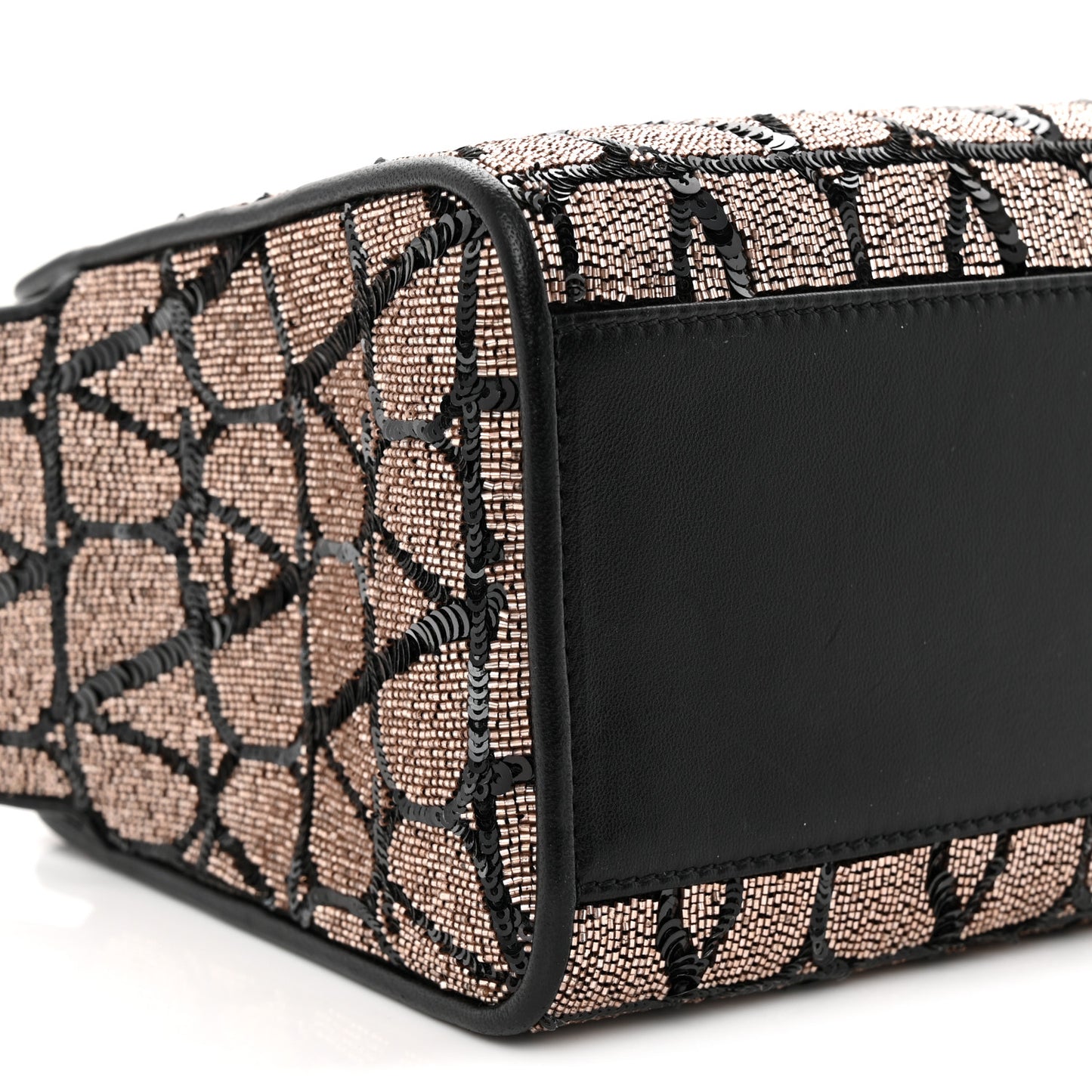 Sequins Toile Iconographe Calfskin Beaded Mini Le Troisieme Shopping Bag Black Rose