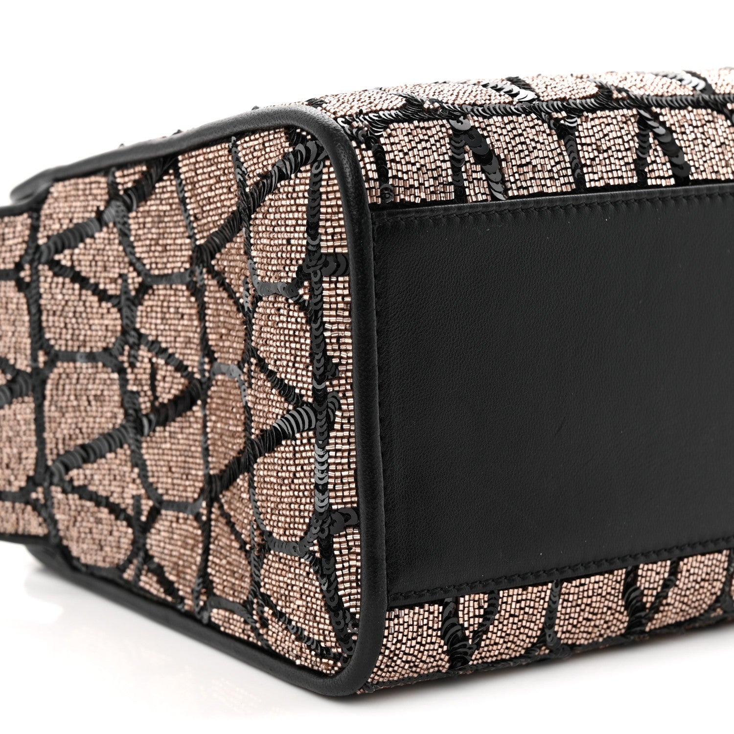 Valentino Garavani Sequins Toile Iconographe Calfskin Beaded Mini Le Troisieme Shopping Bag Black Rose 8 of 11