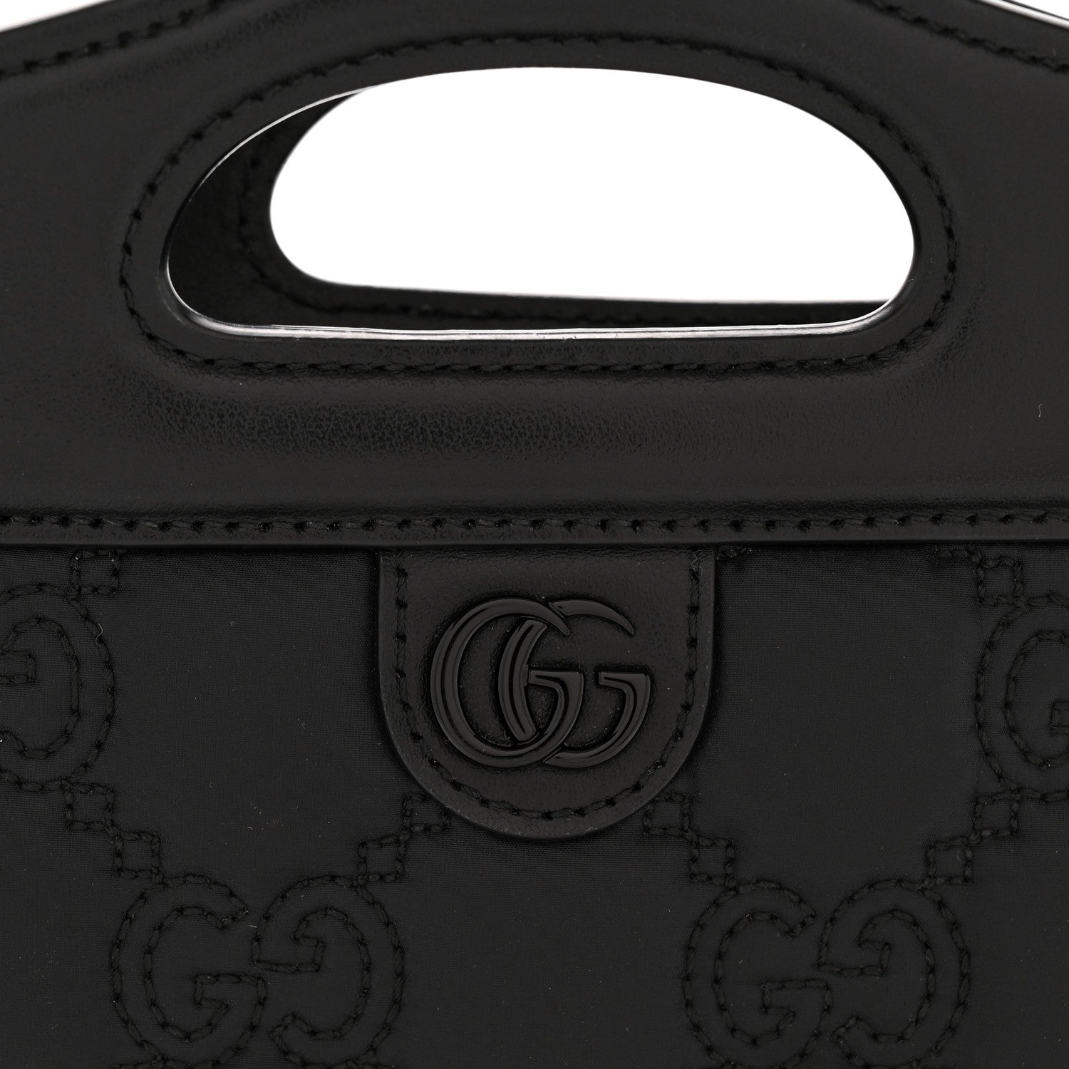 Gucci Nylon Calfskin Enamel GG Matelasse Mini Top Slip Handle Crossbody Bag Black 12 of 13