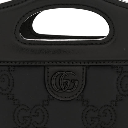 Gucci Nylon Calfskin Enamel GG Matelasse Mini Top Slip Handle Crossbody Bag Black 12 of 13