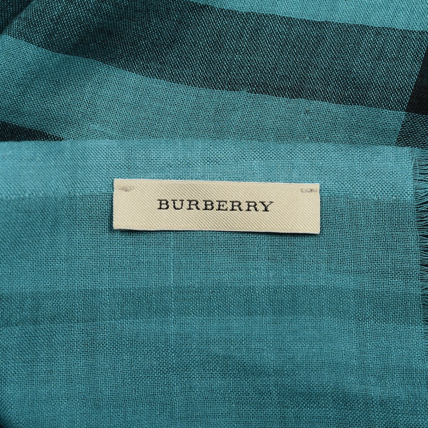 Wool Silk Gauze Ombre Giant Check Scarf Blue