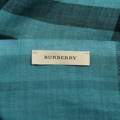 Burberry Wool Silk Gauze Ombre Giant Check Scarf Blue 3 of 6