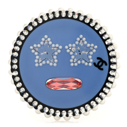 Chanel Metal Resin Pearl Emoji Brooch Purple Silver 1 of 3