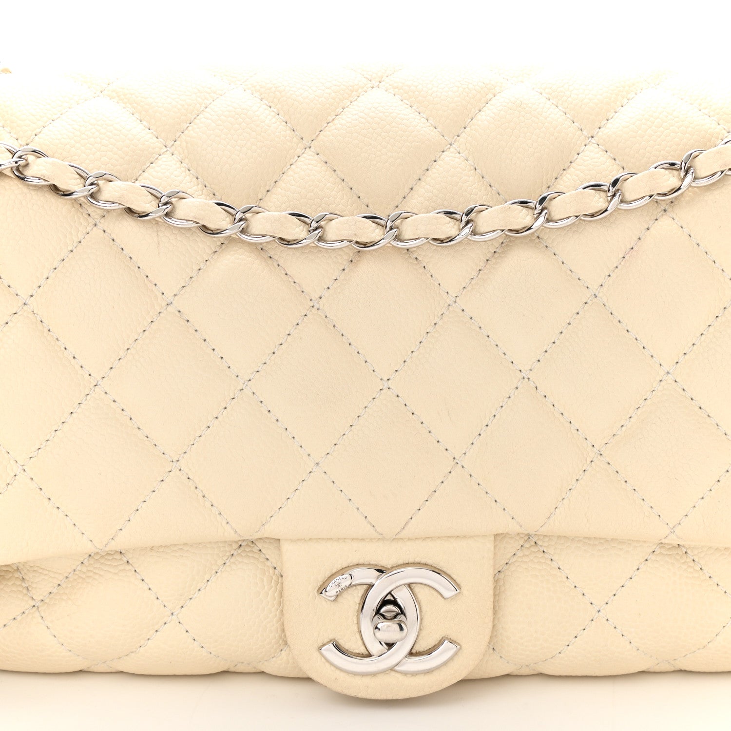 Chanel Caviar Quilted Jumbo Easy Flap Dark White 8 of 12