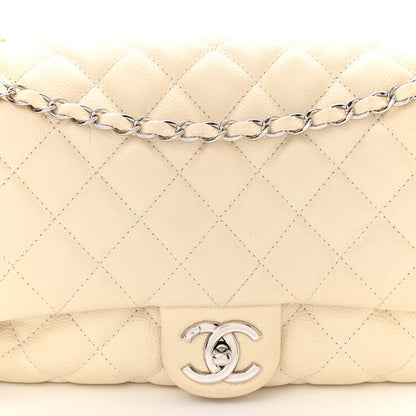 Chanel Caviar Quilted Jumbo Easy Flap Dark White 8 of 12