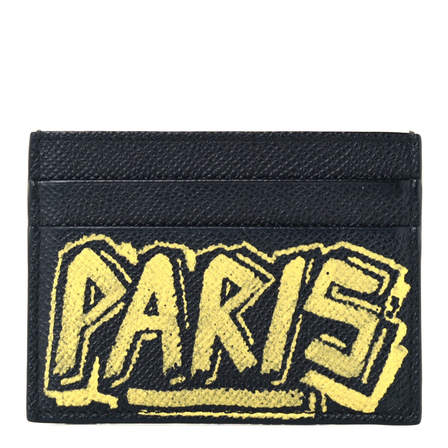 Balenciaga Signature Grained Calfskin Graffiti Ville Multi Card Holder Black Yellow 1 of 8