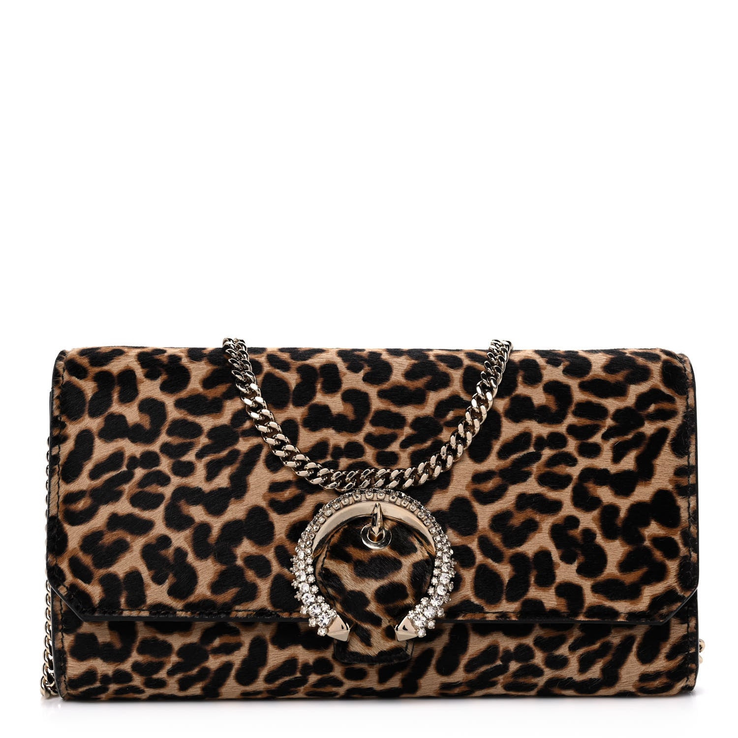 Jimmy Choo Ponyhair Mini Madeline Wallet On Chain Leopard Natural 1 of 12