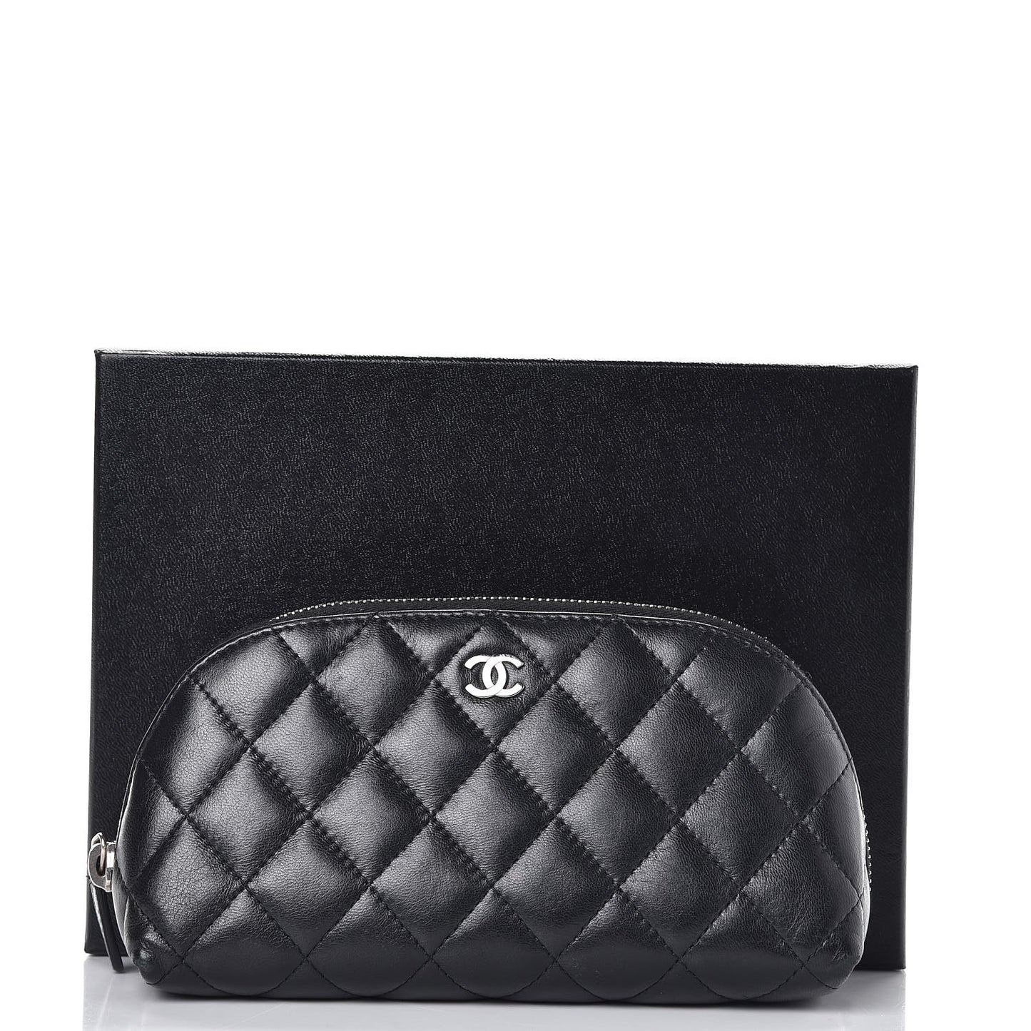 Lambskin Quilted Cosmetic Case Black