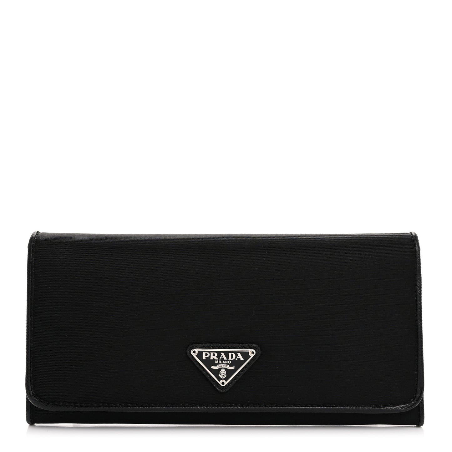 Tessuto Nylon Triangle Continental Flap Wallet Black