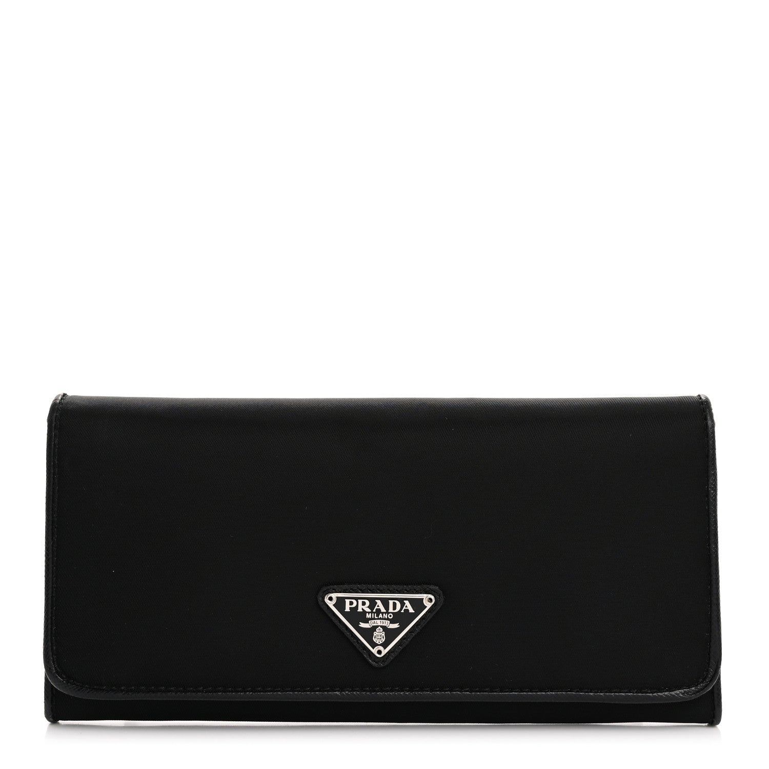 Prada Tessuto Nylon Triangle Continental Flap Wallet Black 1 of 13