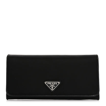 Prada Tessuto Nylon Triangle Continental Flap Wallet Black 1 of 13