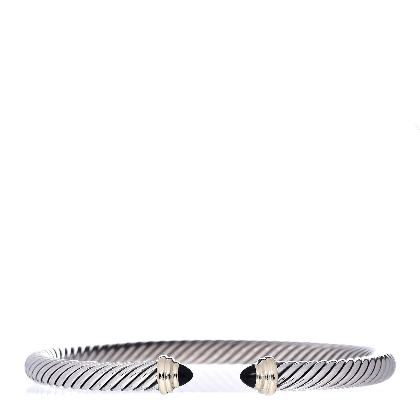 Sterling Silver 14K Yellow Gold Black Onyx 5mm Cable Classics Petite Color Bracelet