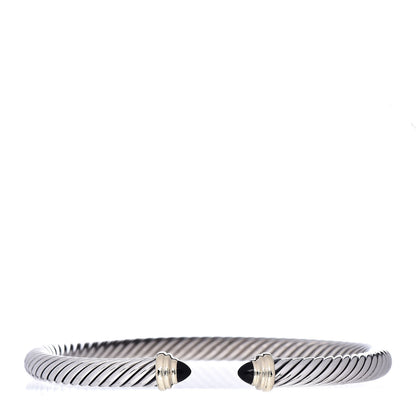 David Yurman Sterling Silver 14K Yellow Gold Black Onyx 5mm Cable Classics Petite Color Bracelet 1 of 4