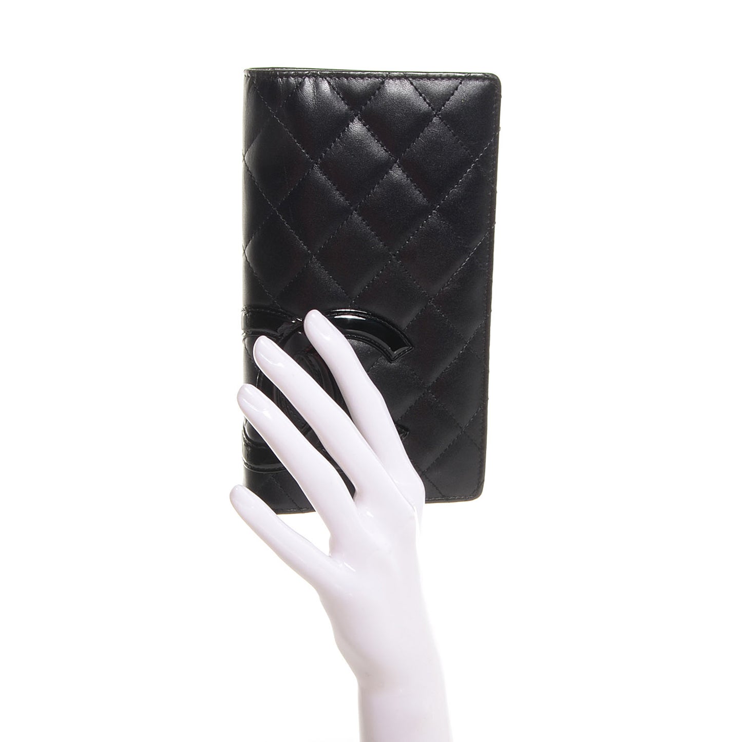 Calfskin Cambon Quilted Yen Wallet Black