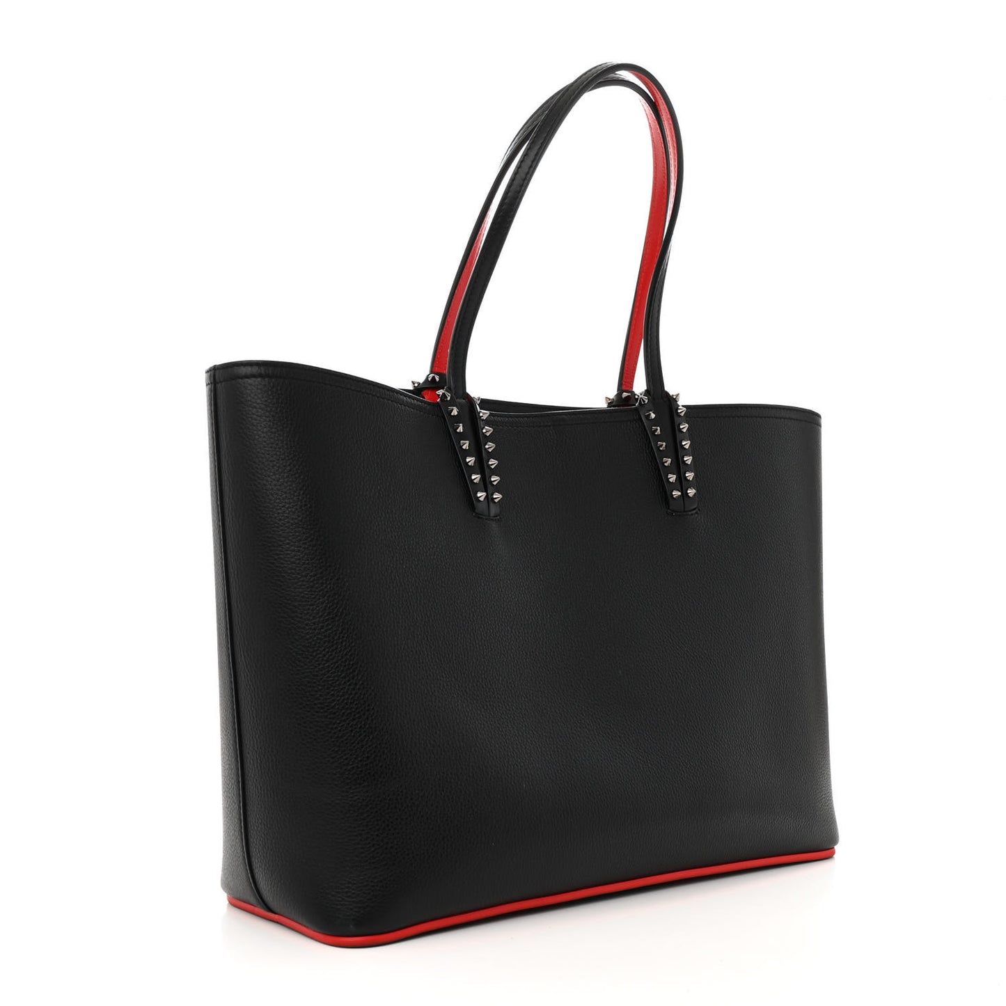 Calfskin Empire Spikes Large East West Cabata Tote Black