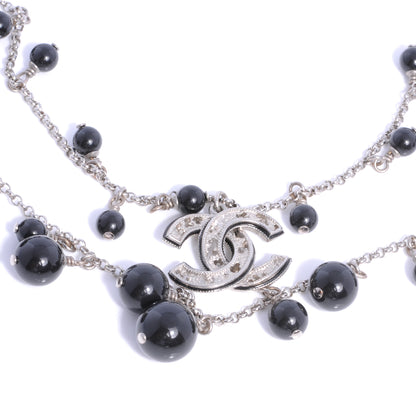 Chanel Short Beaded Double Strand CC Necklace Black 10A 1 of 5