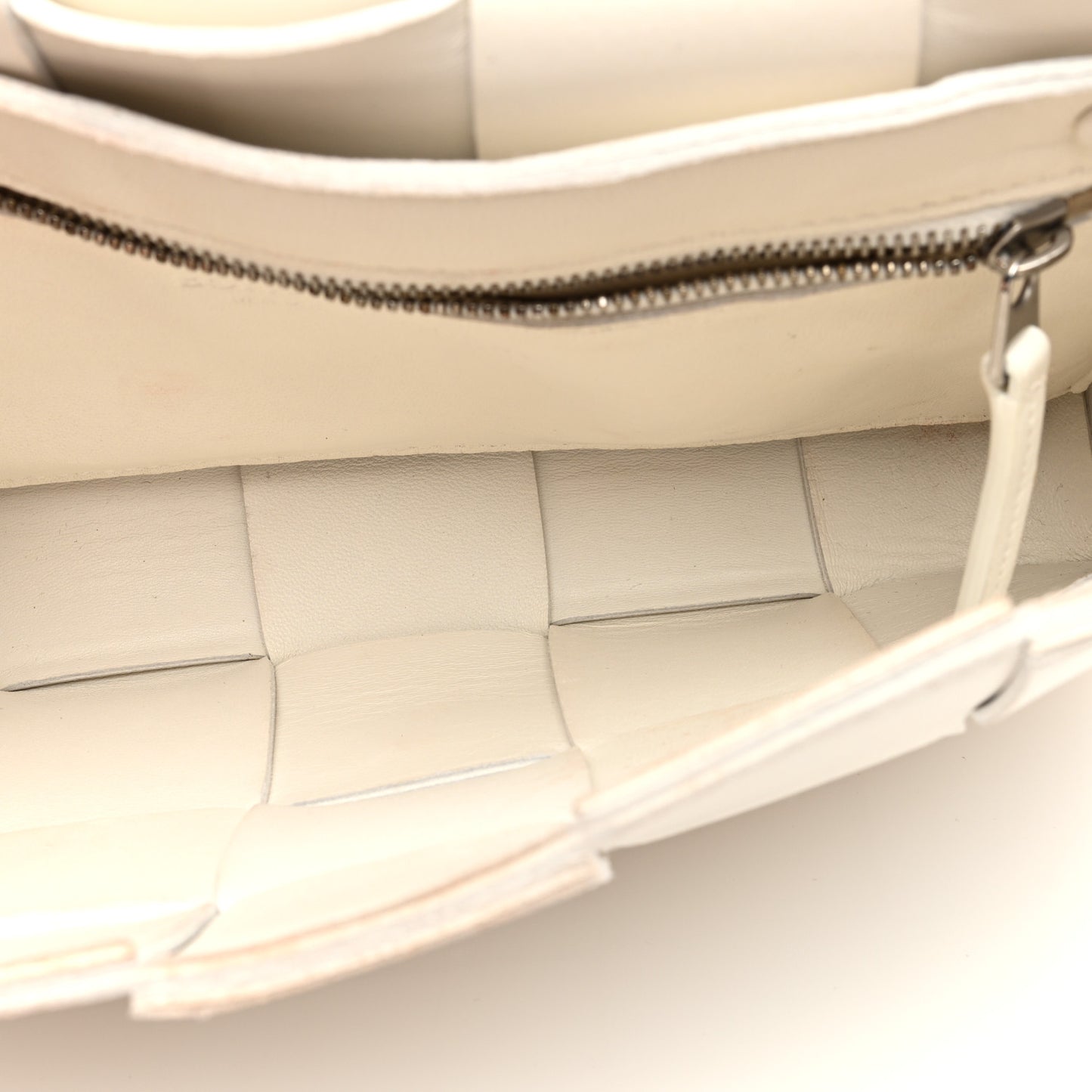 Lambskin Maxi Intrecciato Cassette Crossbody Bag White