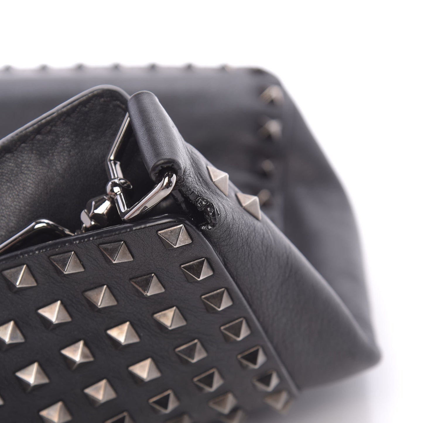 Calfskin Large Rockstud All Over Flip-Lock Messenger Bag Black