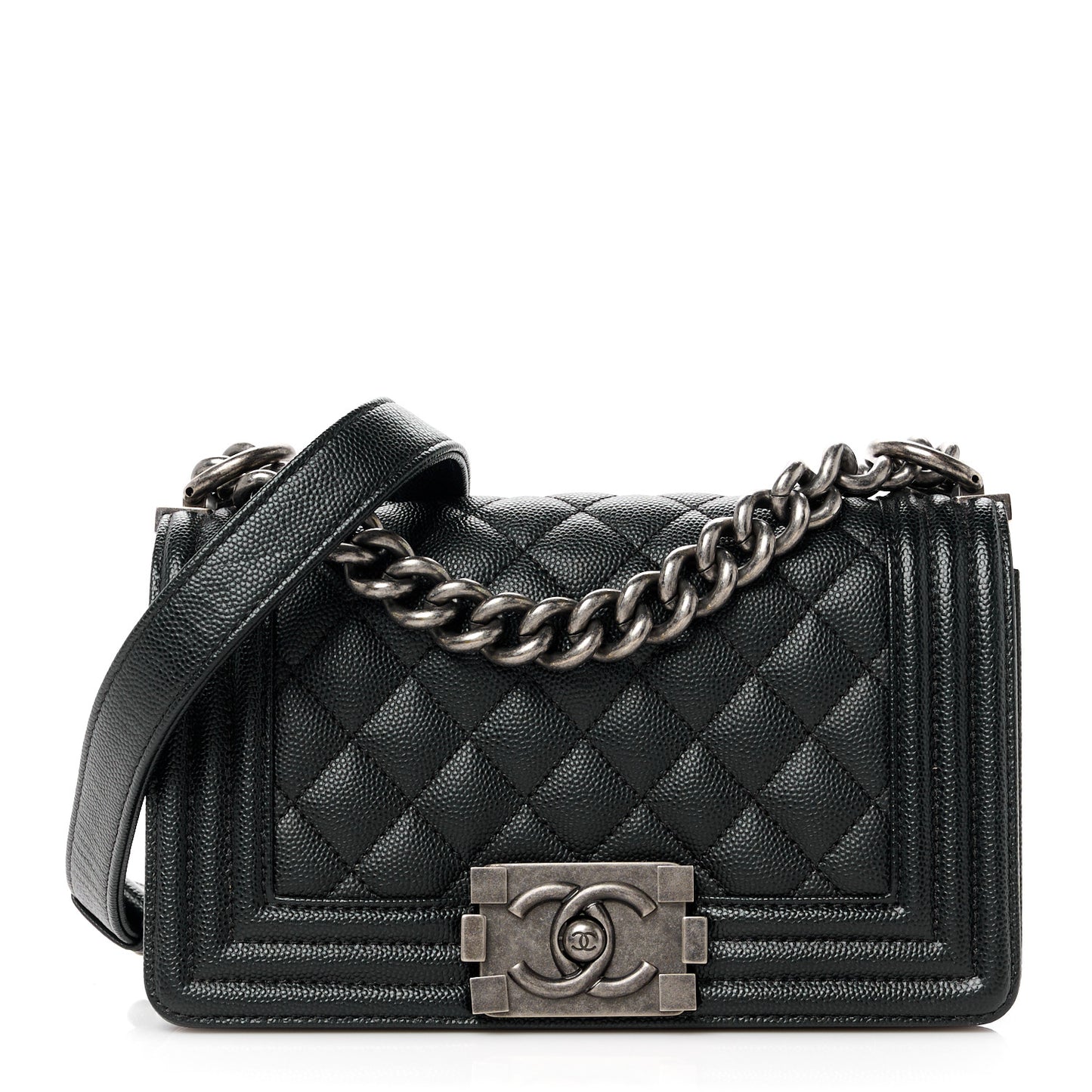 Caviar Quilted Small Boy Flap Black
