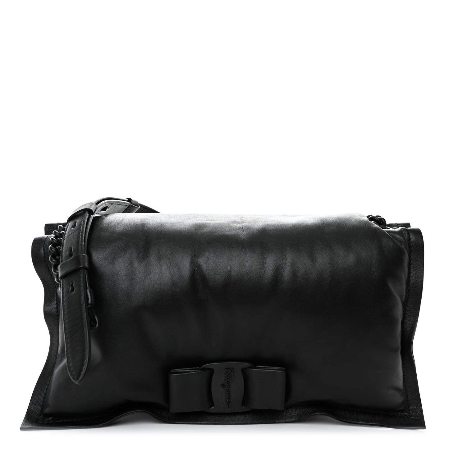 Calfskin Medium Viva Bow Shoulder Bag Black