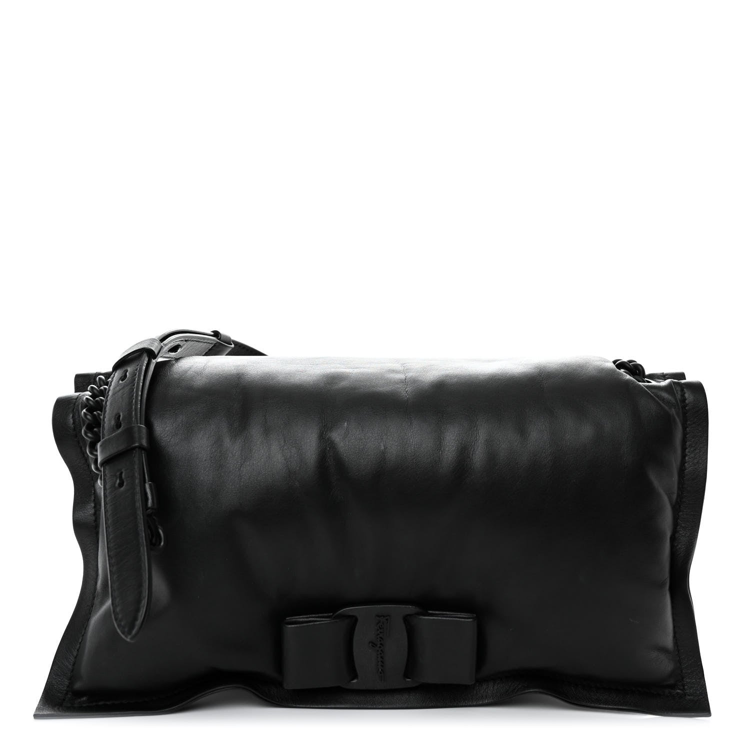 Salvatore Ferragamo Calfskin Medium Viva Bow Shoulder Bag Black 1 of 12