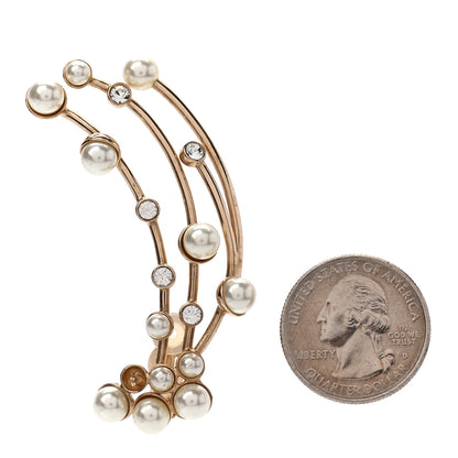 Christian Dior Pearl Crystal Clip On Earring Gold 2 of 5