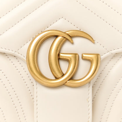 Gucci Calfskin Matelasse Small GG Marmont Shoulder Bag White 9 of 11
