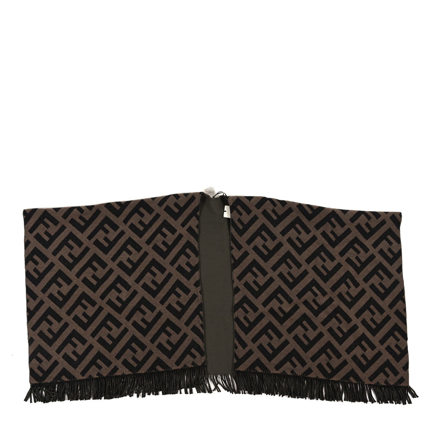 Wool Cashmere FF Print Poncho Tobacco Verde