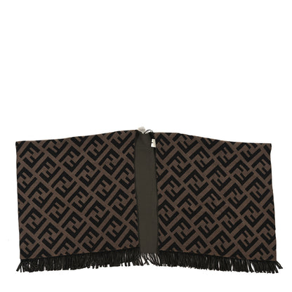 Fendi Wool Cashmere FF Print Poncho Tobacco Verde 1 of 3