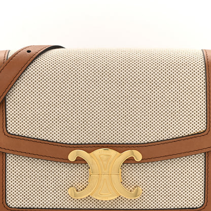 Celine Textile Natural Calfskin Teen Triomphe White Tan 9 of 14