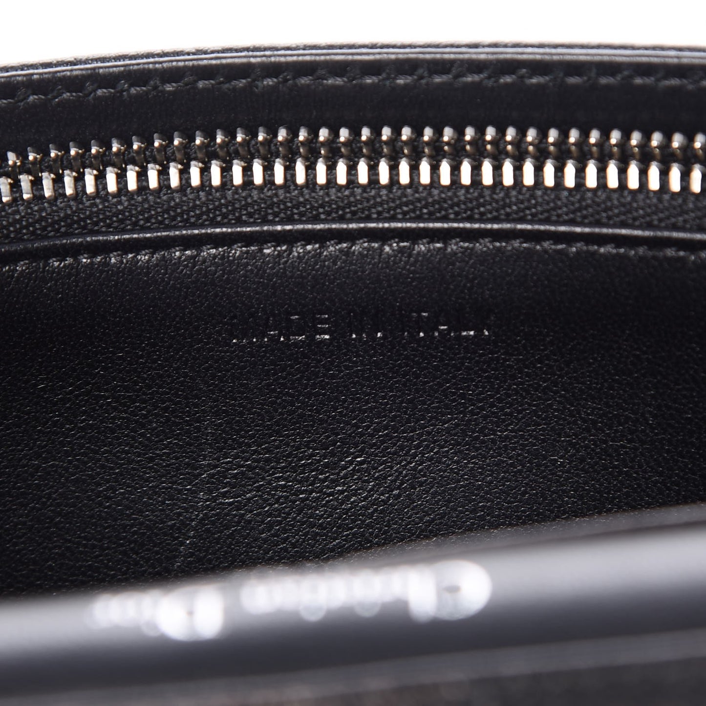 Grained Calfskin Diorama Wallet on Chain Pouch Black