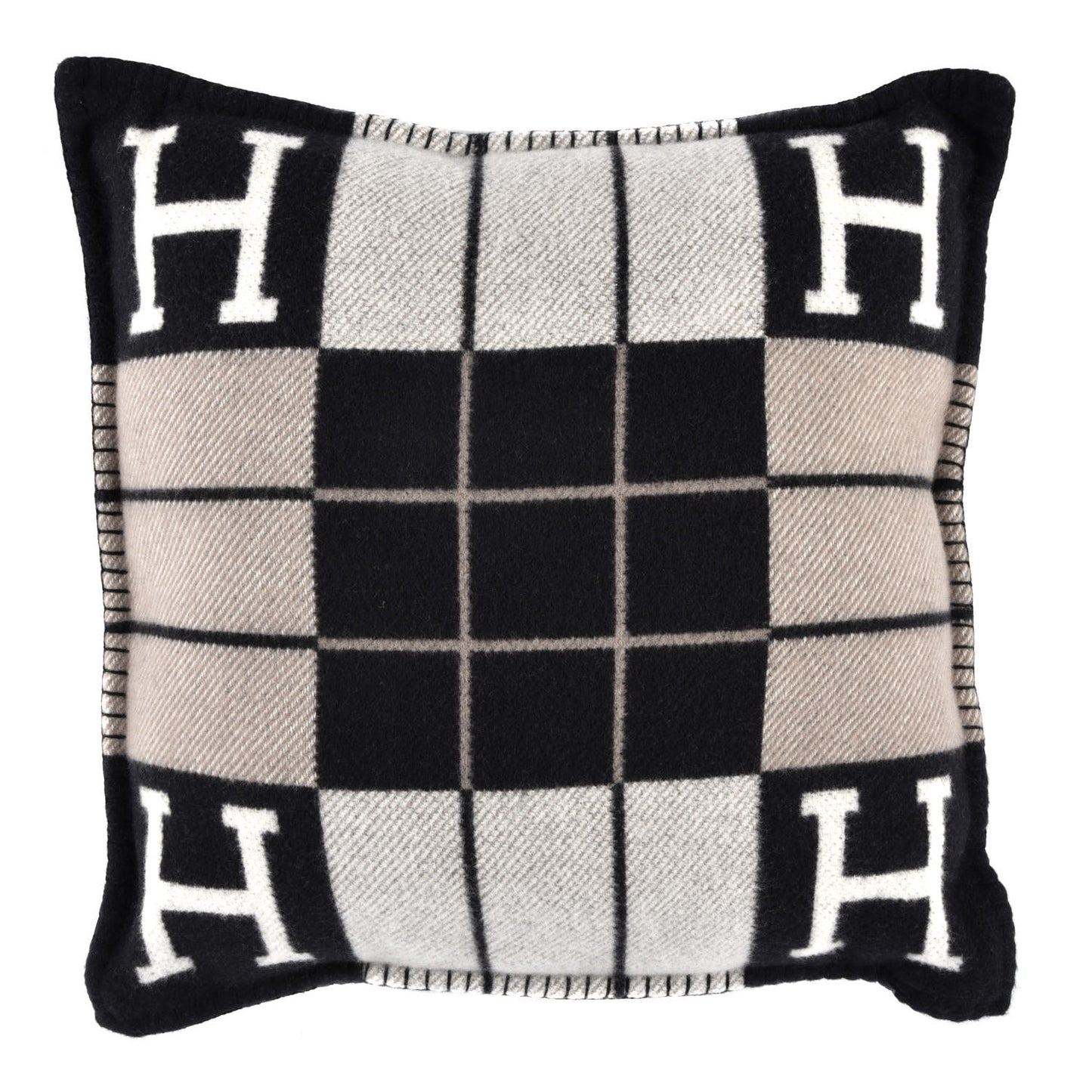 Wool Cashmere Avalon III Pillow PM Ecru Black