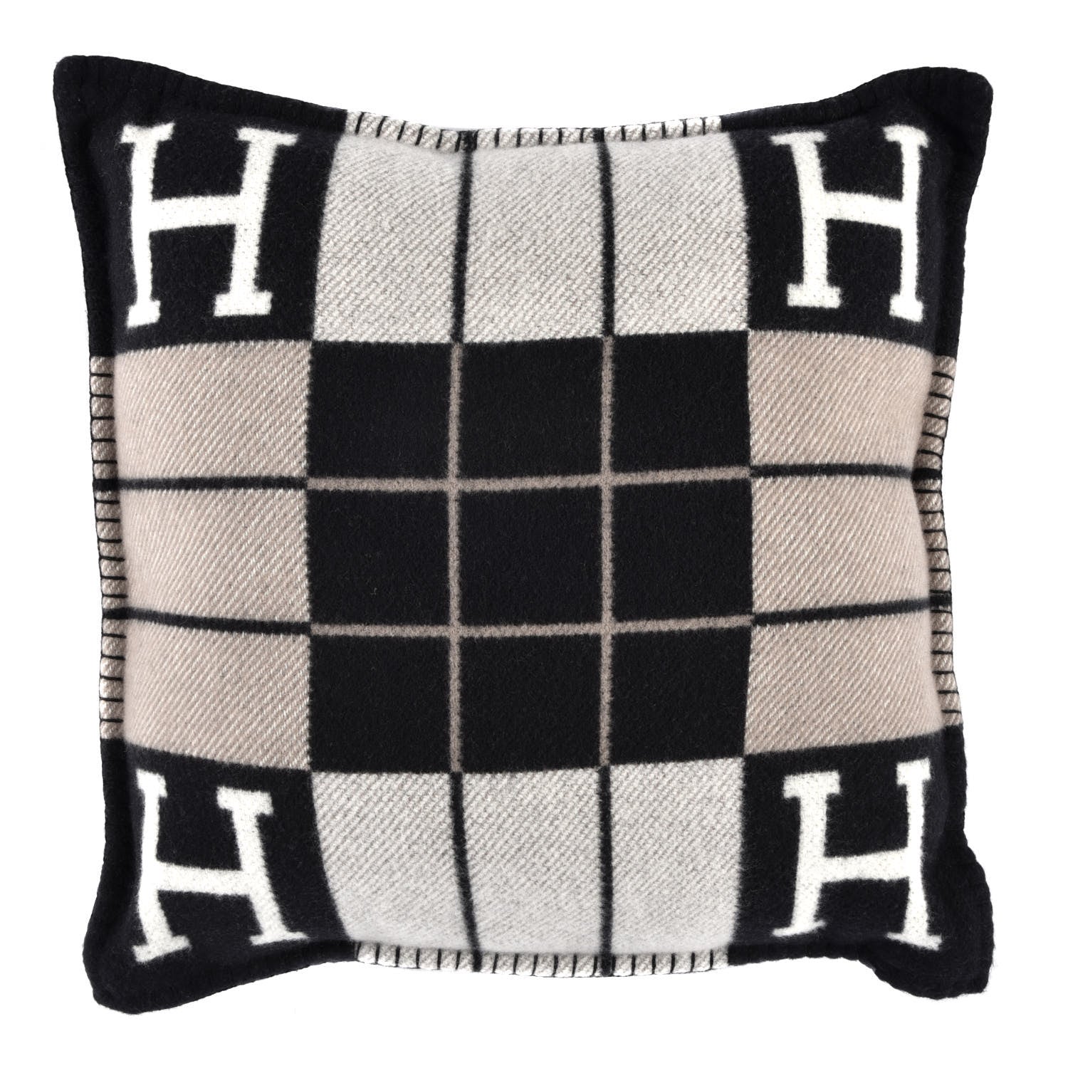 Hermes Wool Cashmere Avalon III Pillow PM Ecru Black 2 of 4